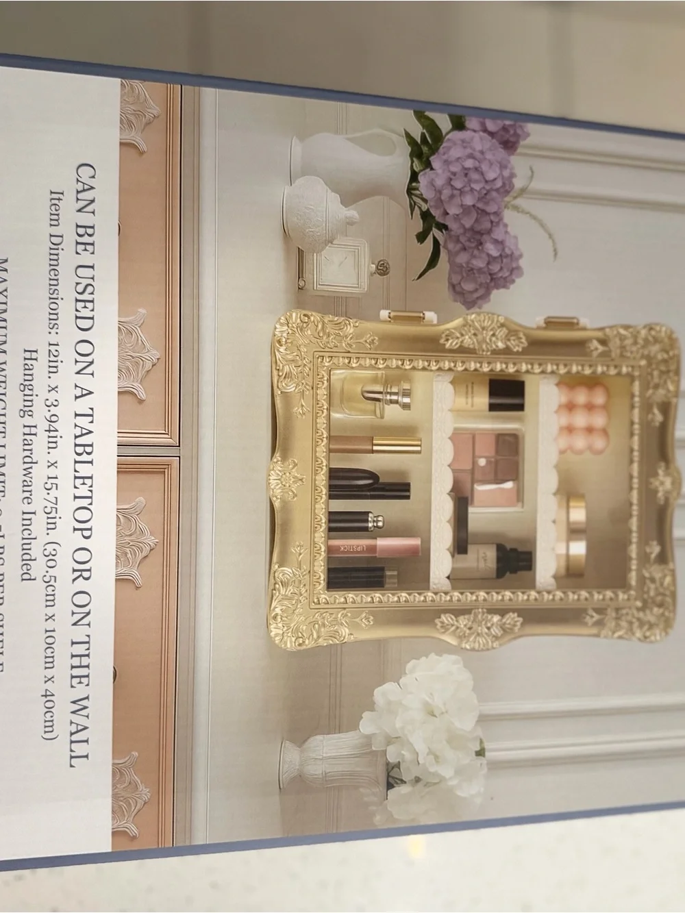 Gilded display shelf-  Gold Wall Jewelry & Makeup skincare fragrance Organizer